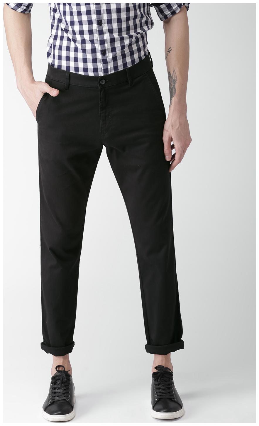 

Chrome Coral Men Black Solid Regular fit Regular trousers