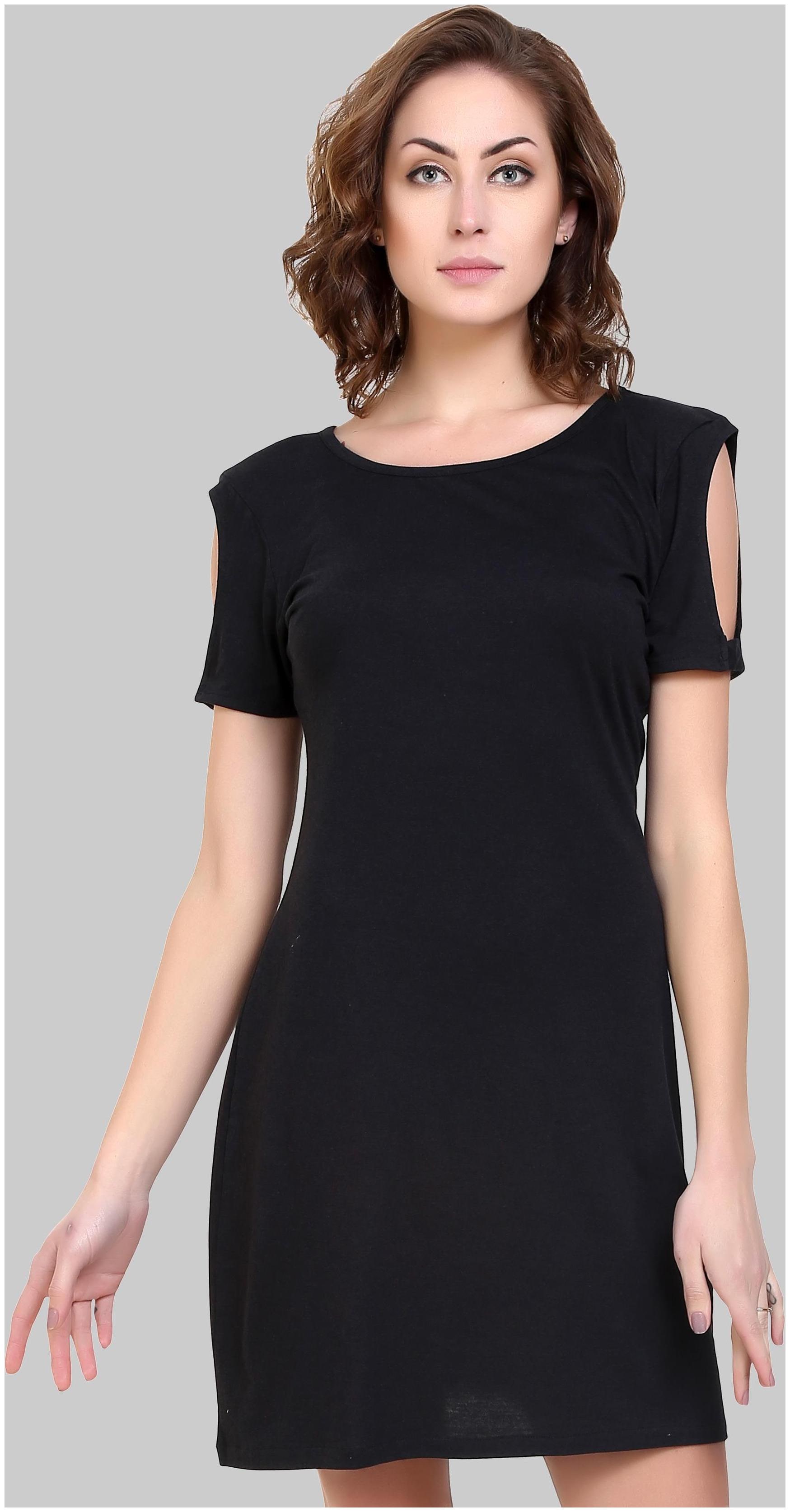 

Chrome Coral Black Solid Shirt dress