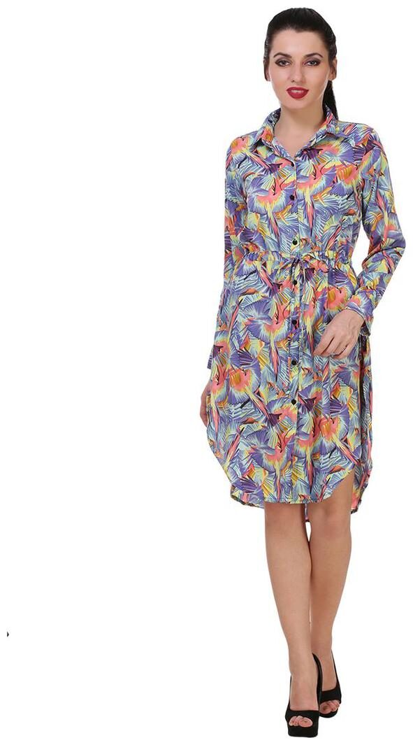 

Chrome Coral Stylish Midi Dress Abstract Print MultiColor