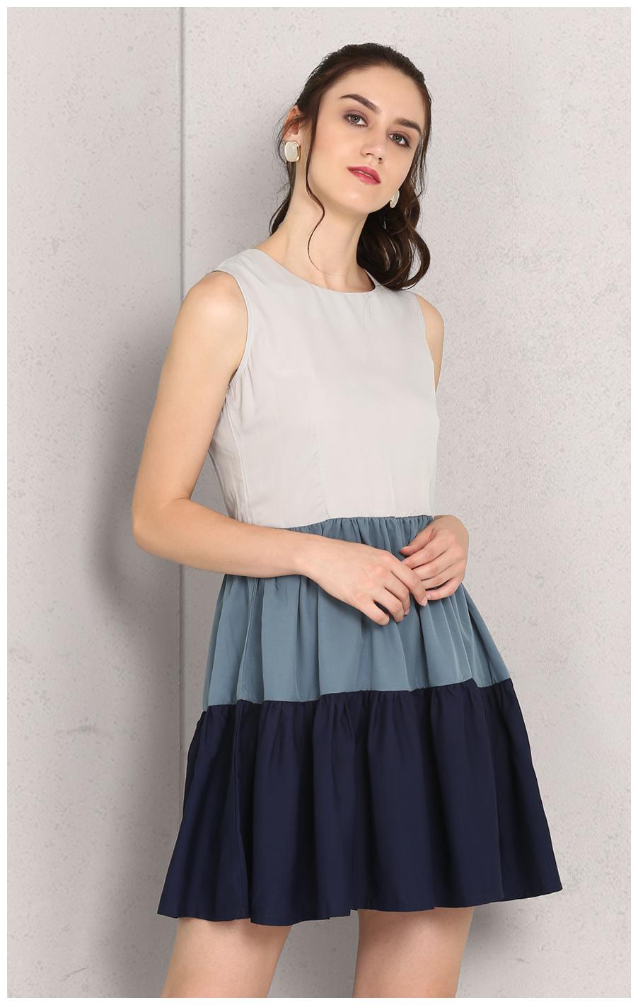 

Chrome Coral Multi Colorblocked A-line dress