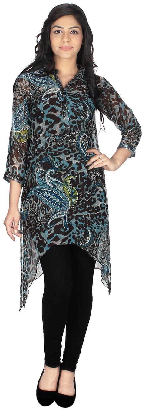 

Chrome Coral Women Turquoise Printed Regular Kurti