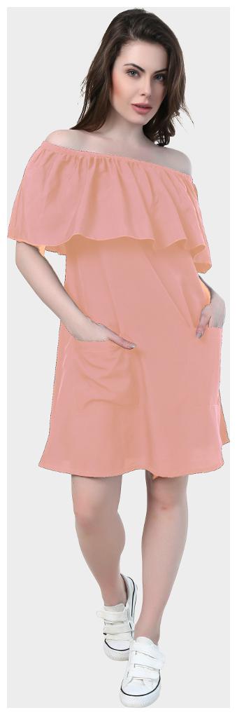 

Chrome Coral Pink Solid A-line dress