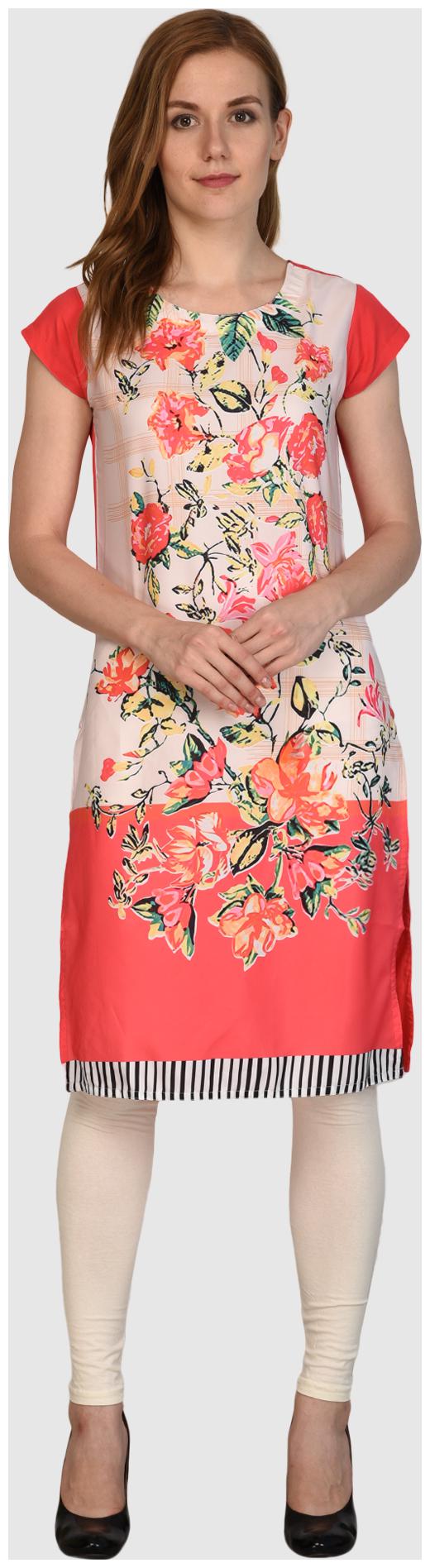 

Chrome Coral Women Pink Printed Straight Kurti