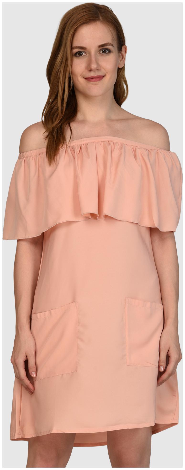 

Chrome Coral Pink Printed Fit flare dress