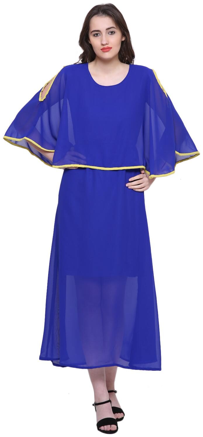 

KMB ROYAL Blue Solid A-line dress