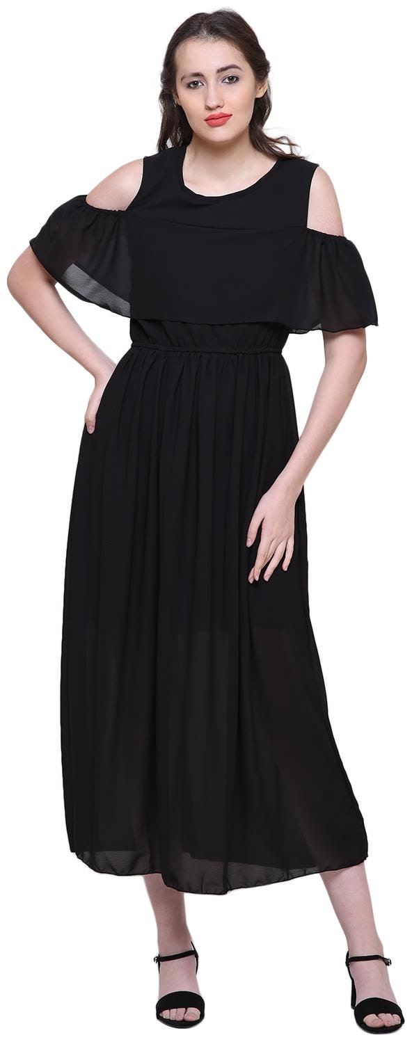 

KMB ROYAL Black Solid A-line dress