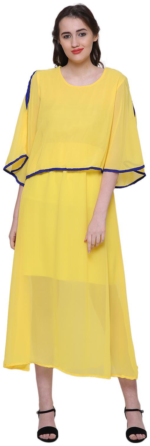 

KMB ROYAL Yellow Solid A-line dress