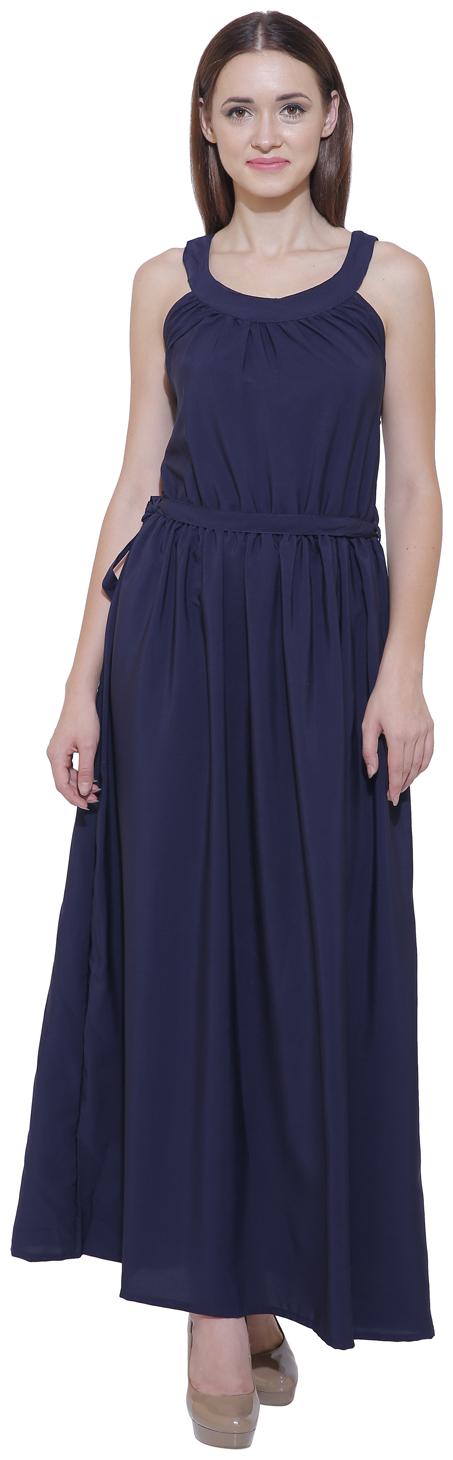 

KMB ROYAL Blue Solid A-line dress