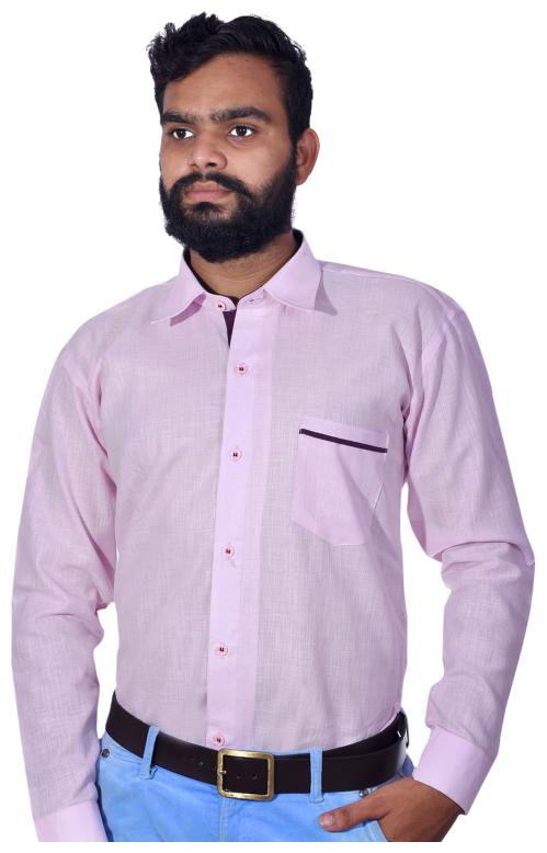 

KMP Fashion Men Pink Solid Regular Fit Casual Shirt