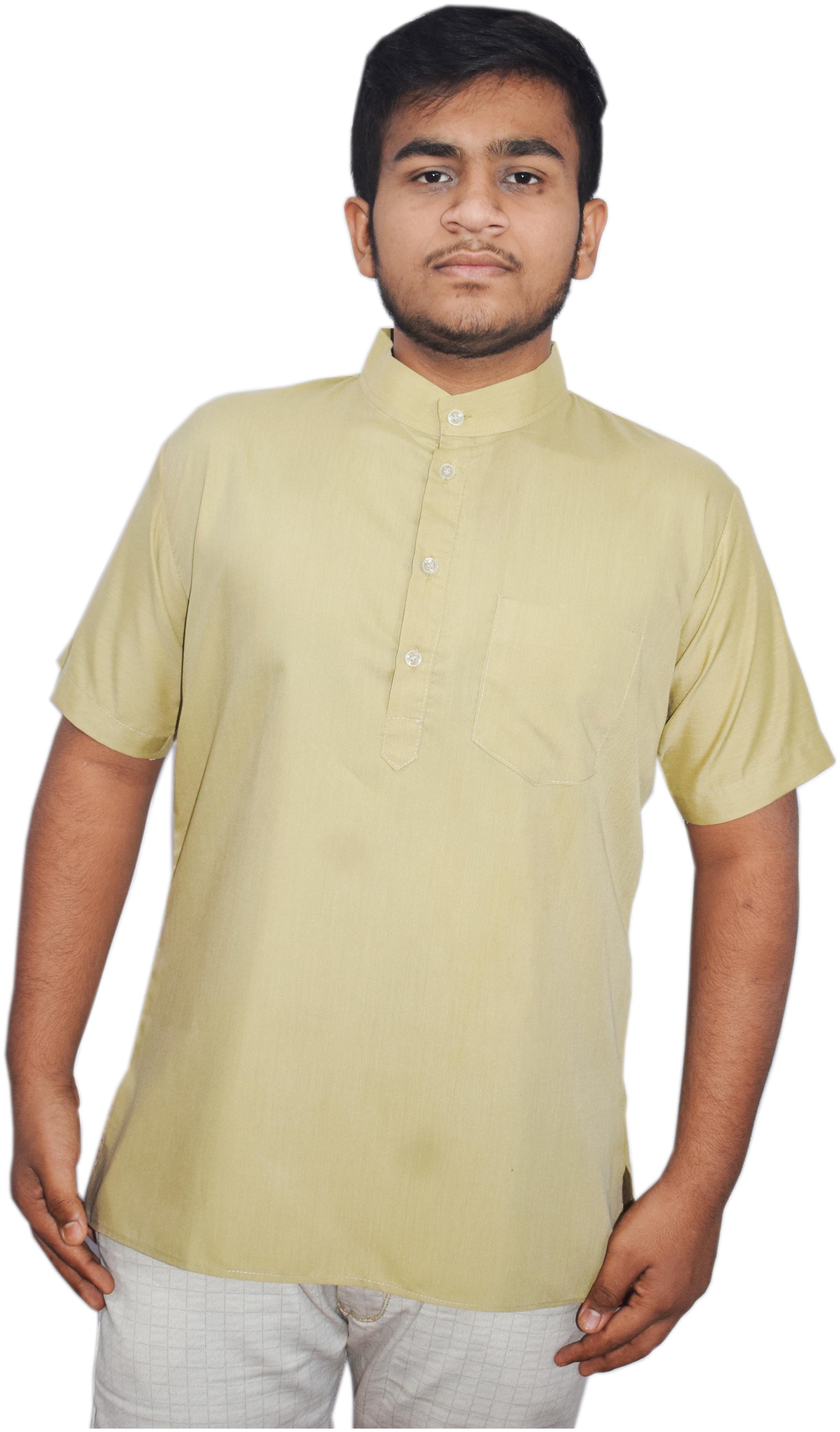 

KMP Fashion Men Cream Regular Fit Kurta