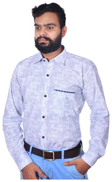

KMP Fashion Men White Printed Regular Fit Casual Shirt