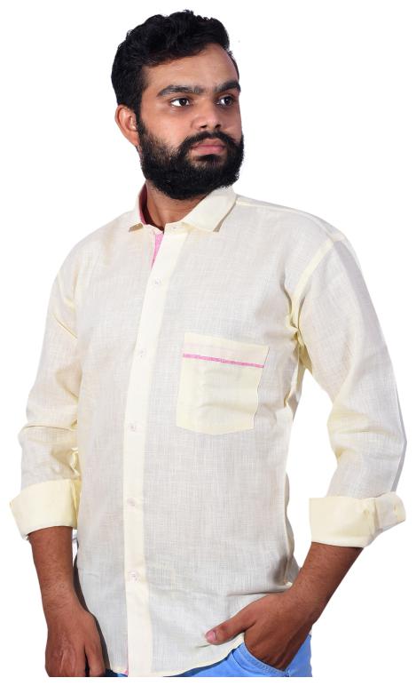 

KMP Fashion Men Cream Solid Regular Fit Casual Shirt