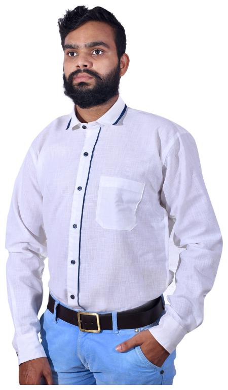 

KMP Fashion Men White Solid Regular Fit Casual Shirt