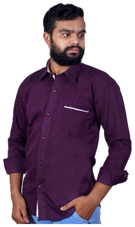 

KMP Fashion Men Purple Solid Regular Fit Casual Shirt