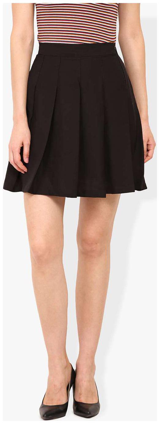 Trend Arrest Printed A-line skirt Midi Skirt - Black