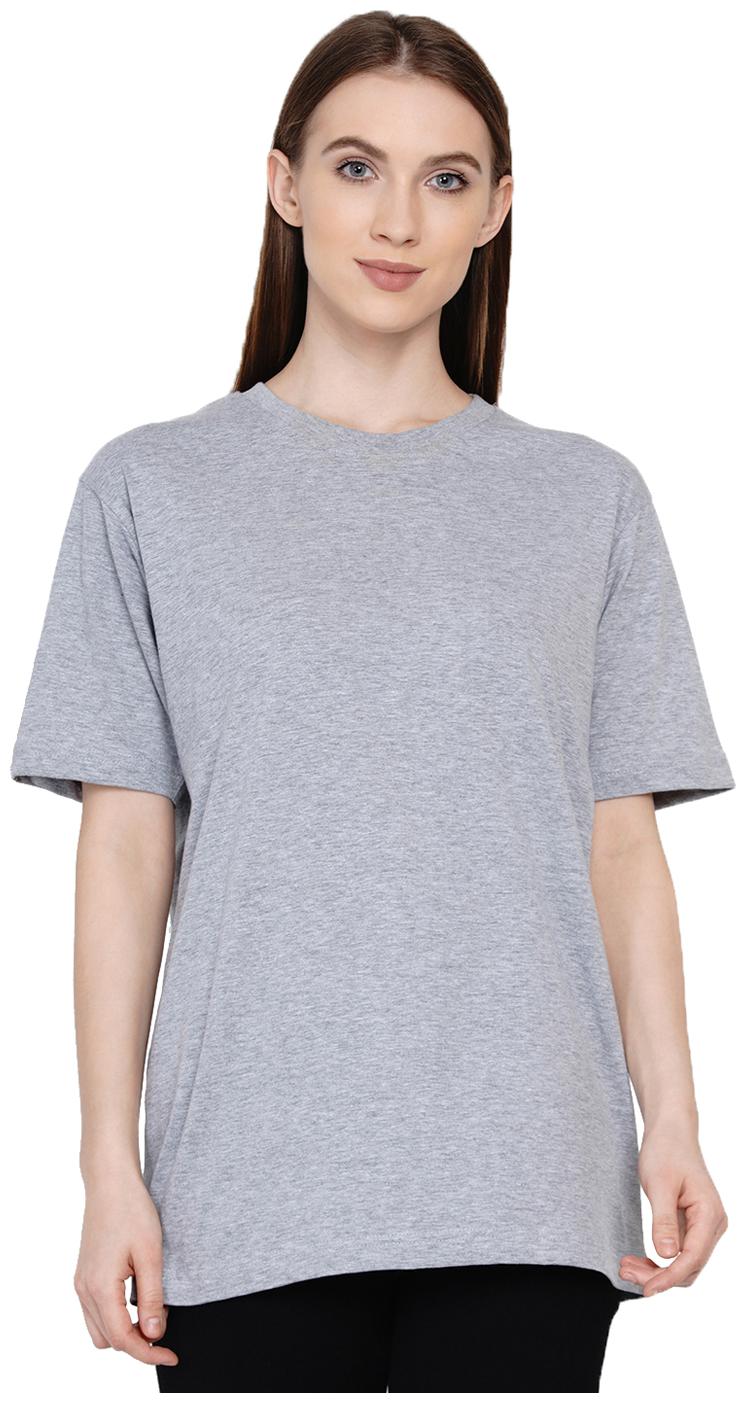 

KNITS WEAVES Women Grey Slim fit Round neck Cotton T shirt