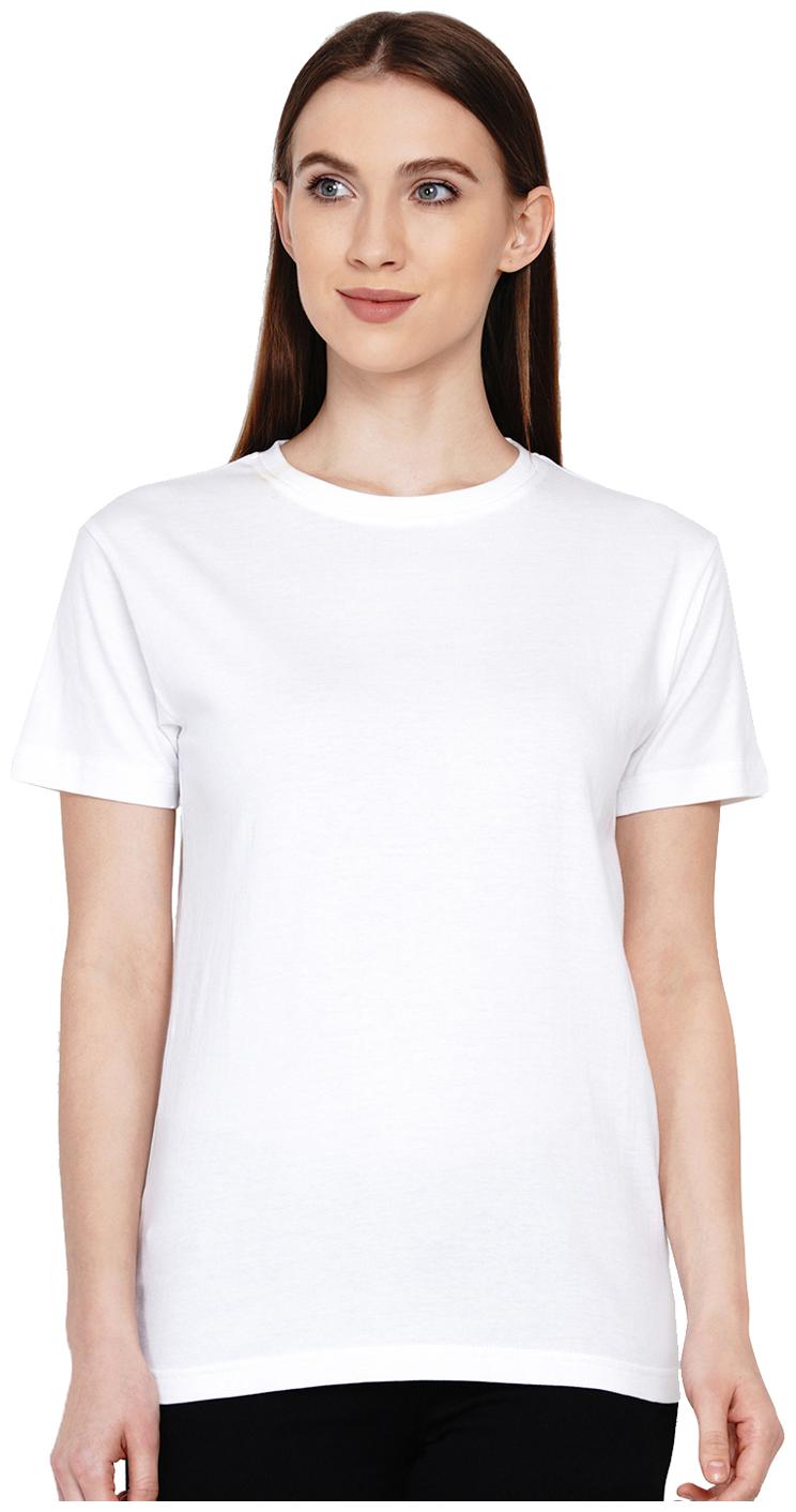 

KNITS WEAVES Women White Slim fit Round neck Cotton T shirt