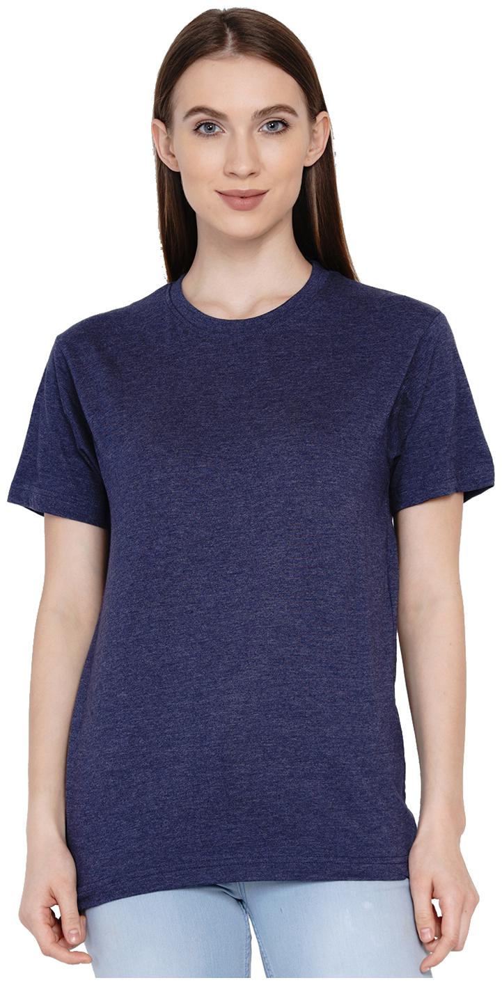 

Knits Weaves Navy Blue Women Cotton Solid T-Shirt