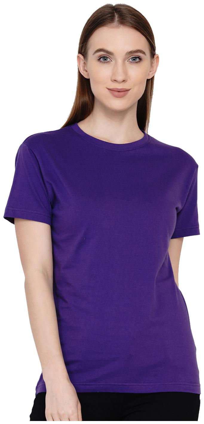 

KNITS WEAVES Women Purple Slim fit Round neck Cotton T shirt