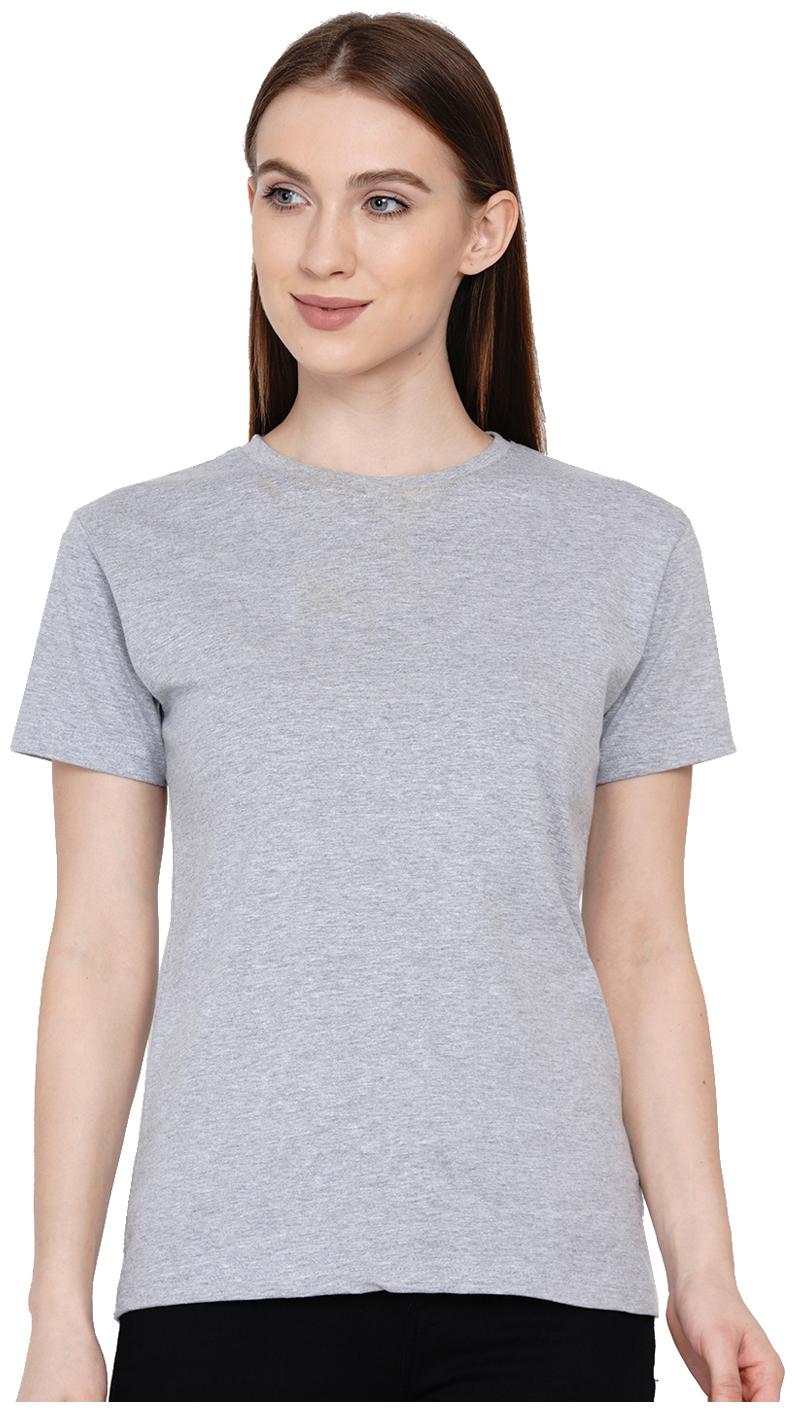 

KNITS WEAVES Women Grey Slim fit Round neck Cotton T shirt