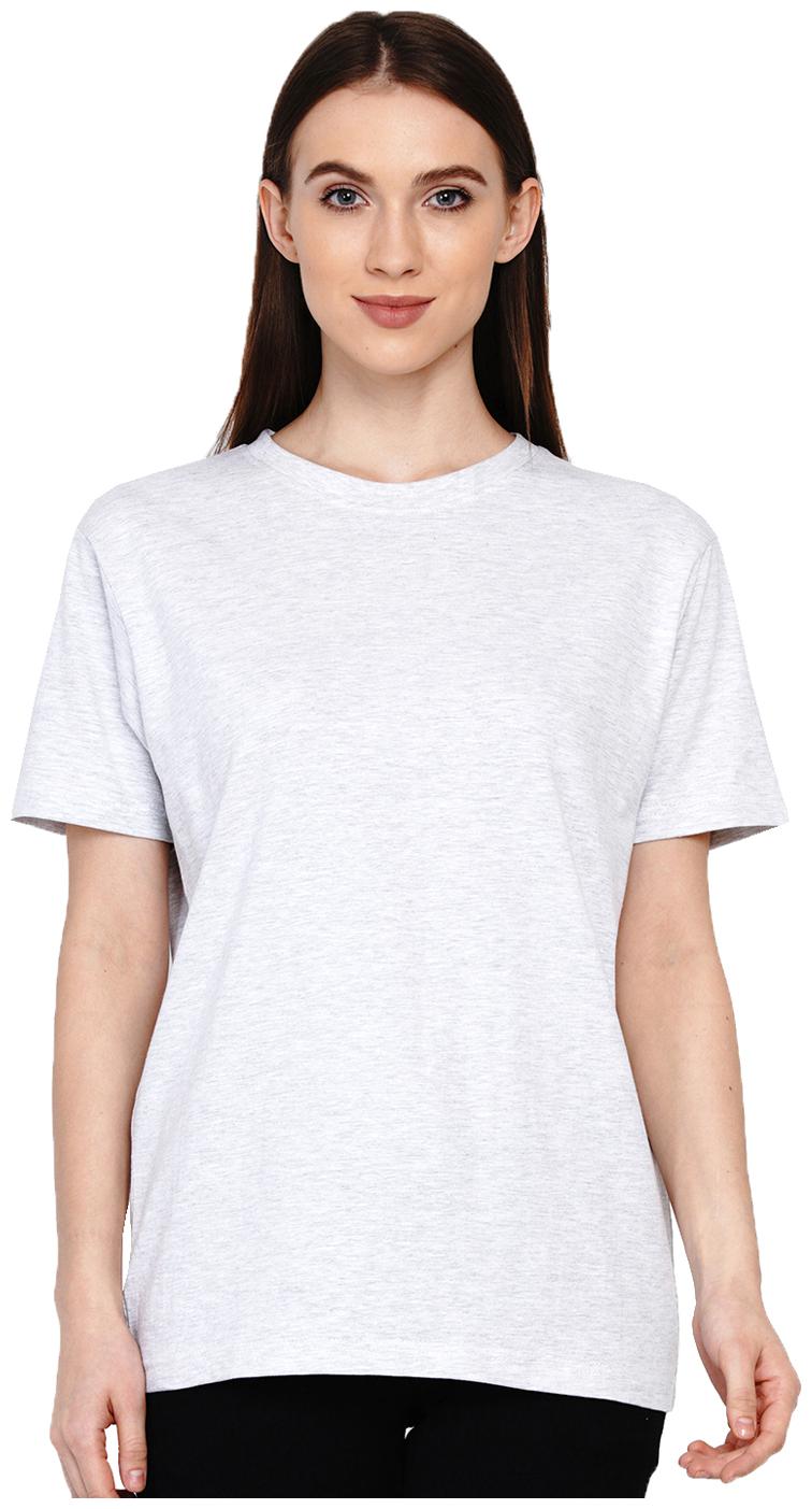 

KNITS WEAVES Women White Slim fit Round neck Cotton T shirt