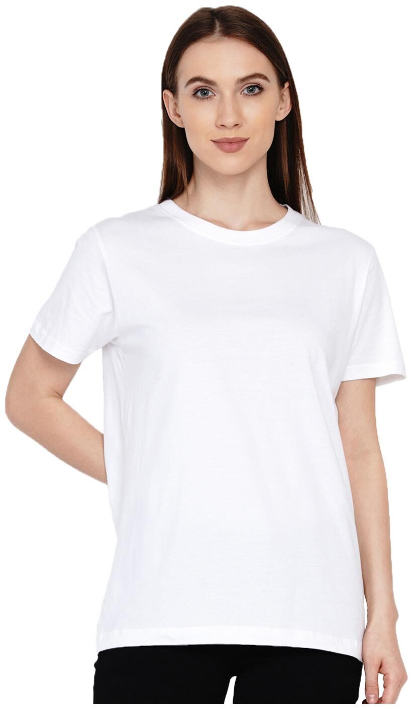 

KNITS WEAVES Women White Slim fit Round neck Cotton T shirt