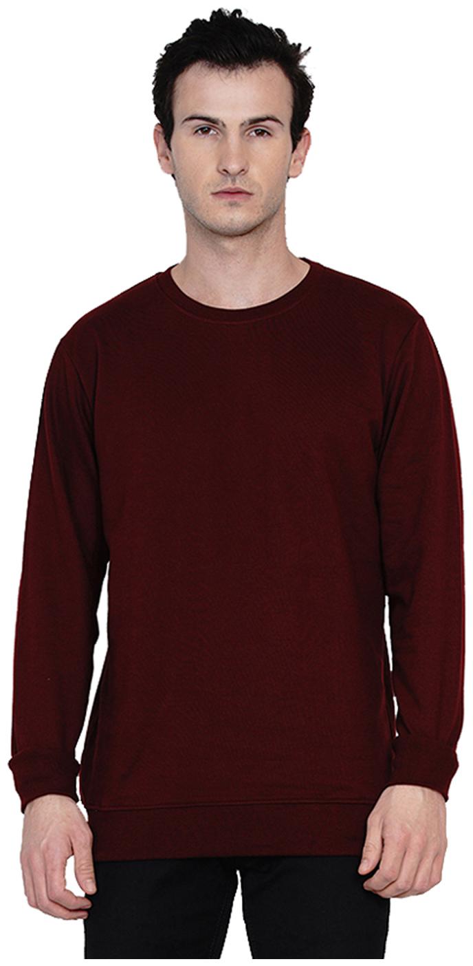 

KNITS WEAVES Men Maroon Round neck Sweatshirt
