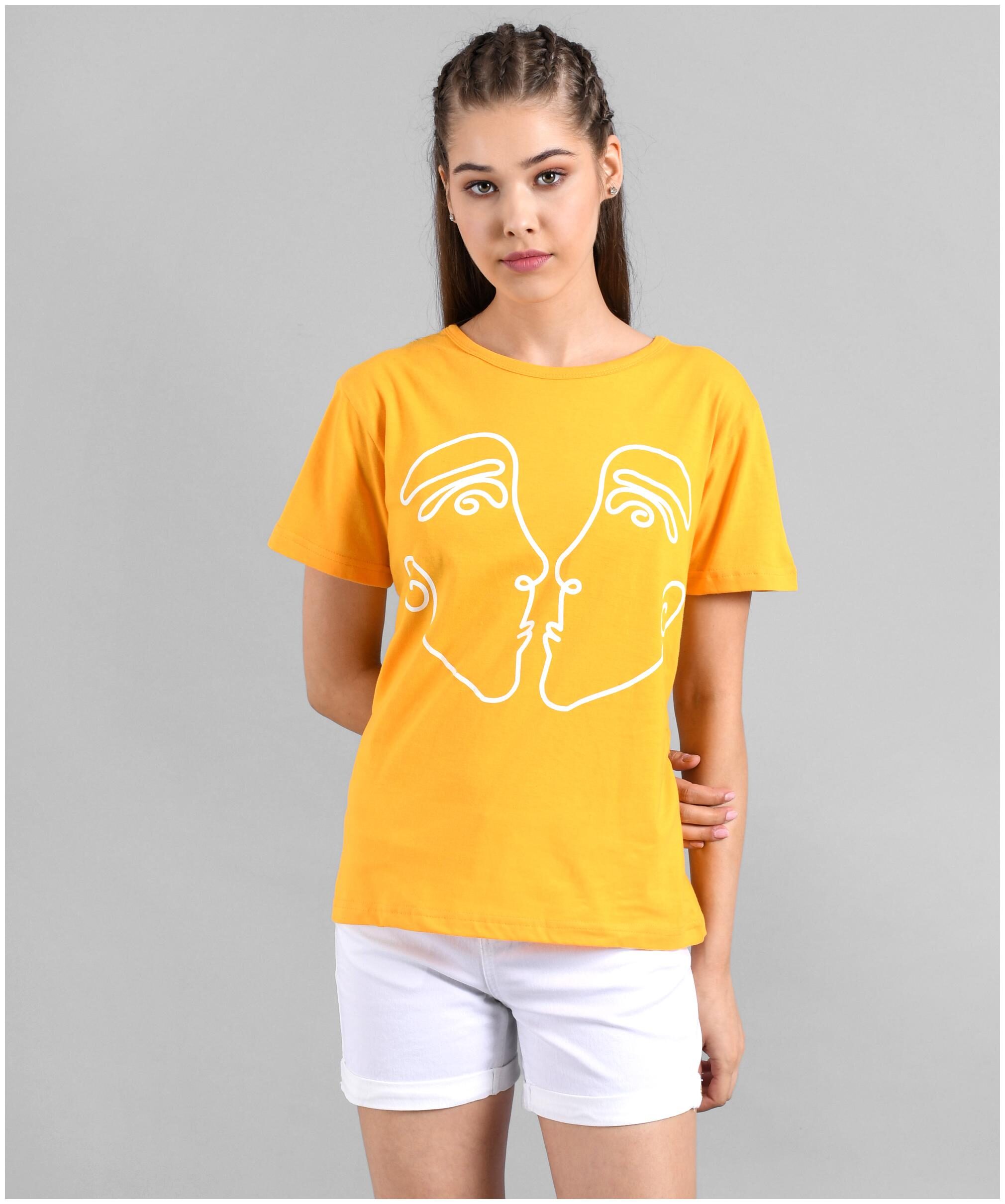 

Kotty Women Yellow Regular fit Round neck Cotton T shirt