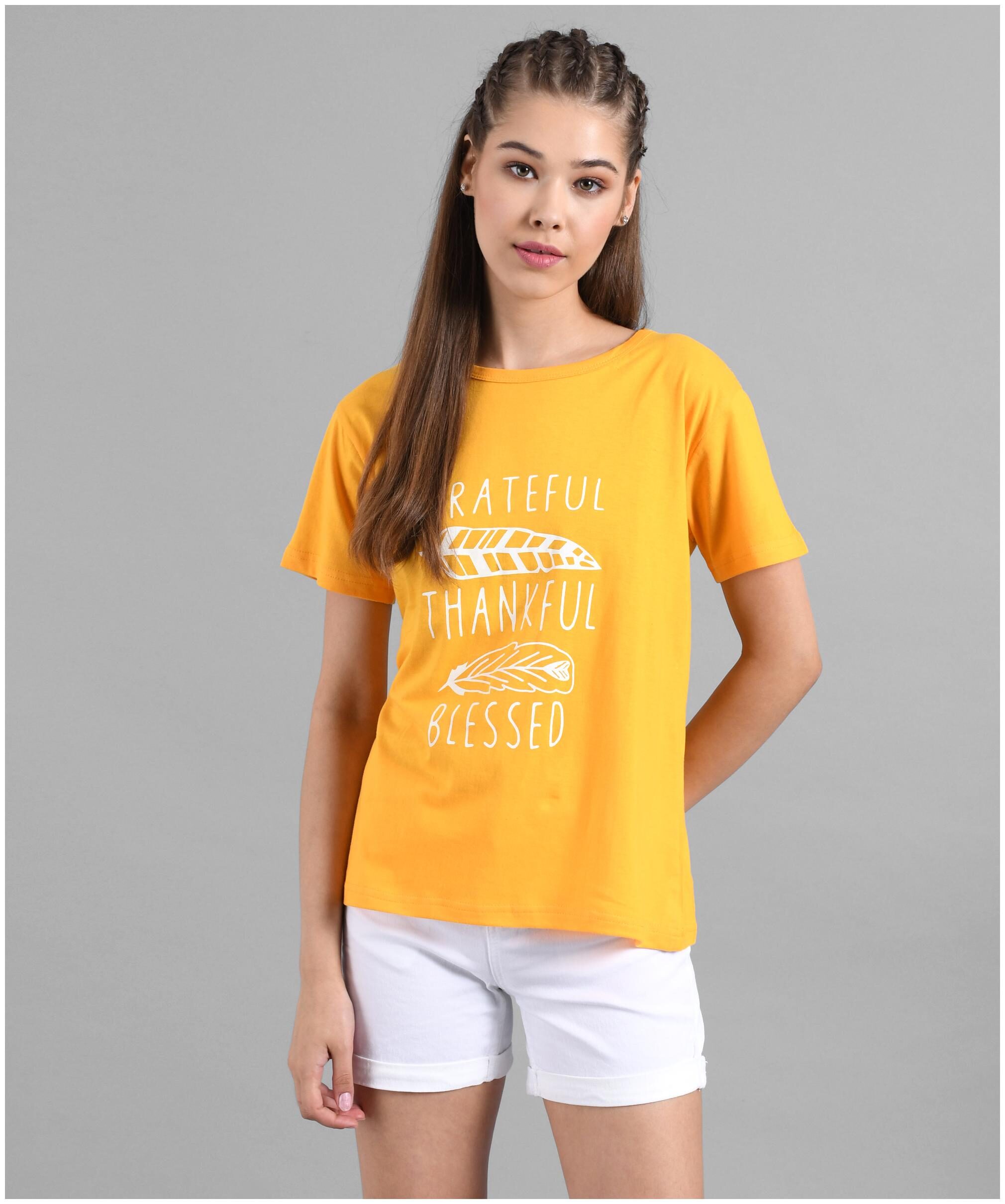 

Kotty Women Yellow Regular fit Round neck Cotton T shirt