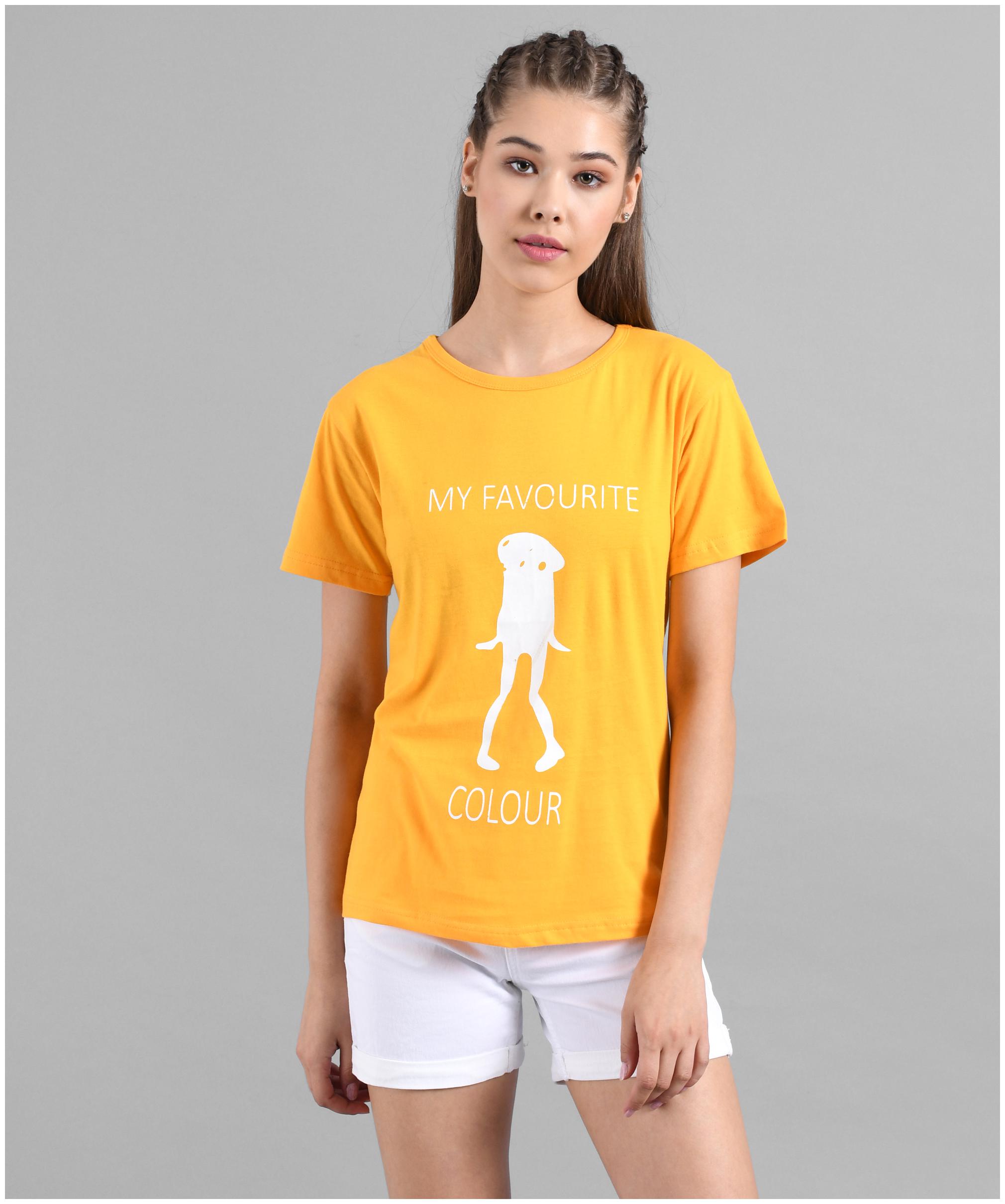 

Kotty Women Yellow Regular fit Round neck Cotton T shirt