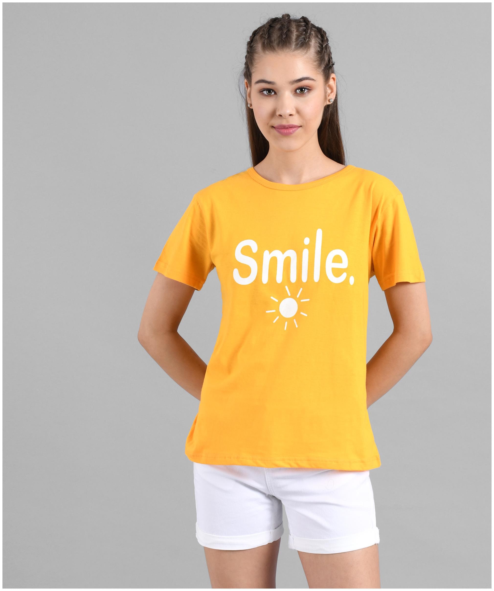 

Kotty Women Yellow Regular fit Round neck Cotton T shirt