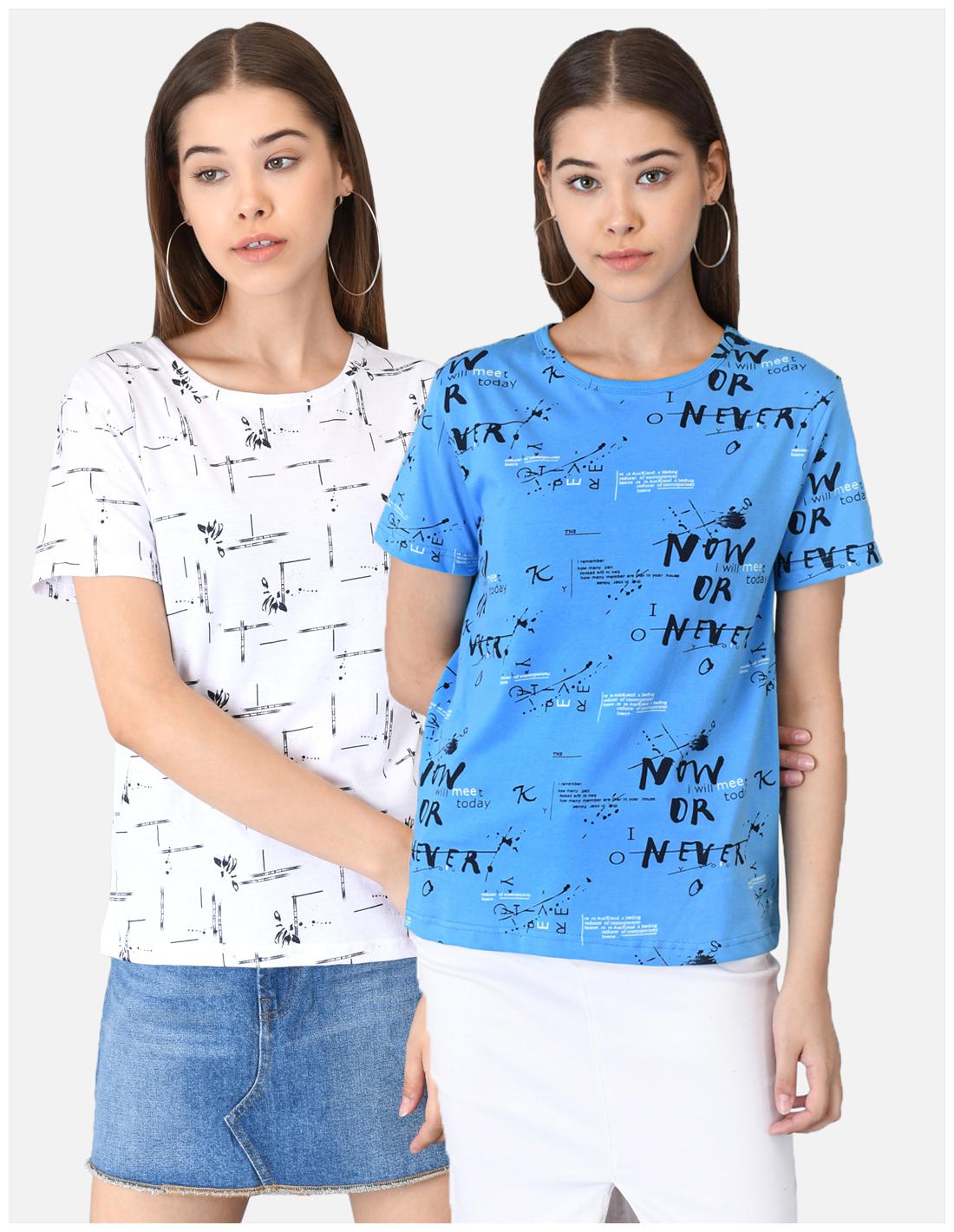 

Kotty Women White Regular fit Round neck Cotton T shirt