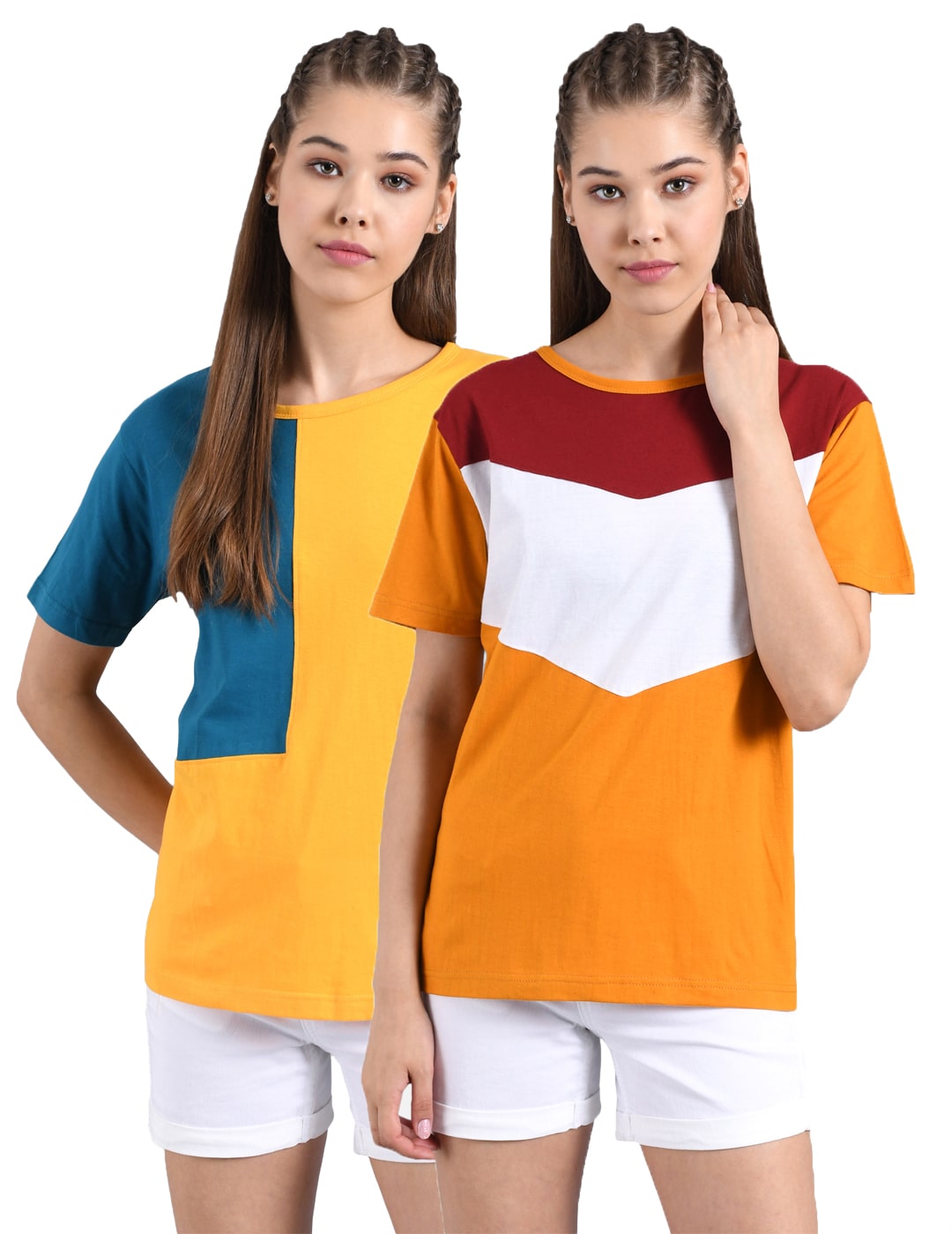 

Kotty Women Multi Regular fit Round neck Cotton T shirt