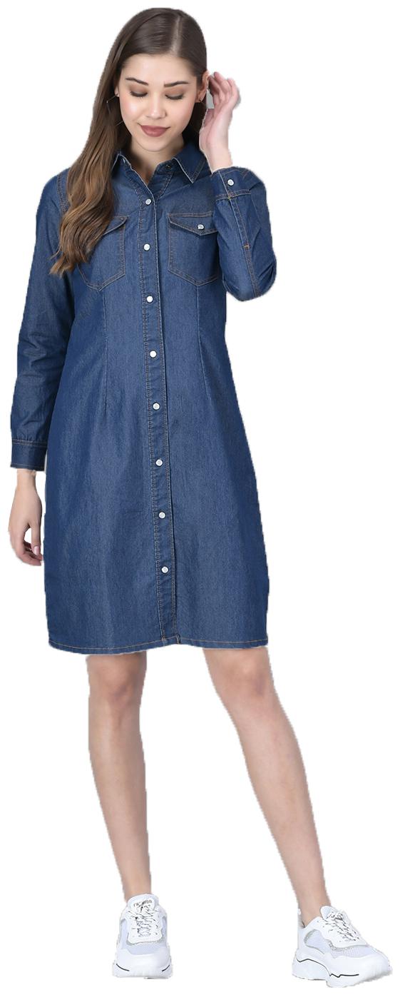 

Kotty Blue Solid Shirt dress