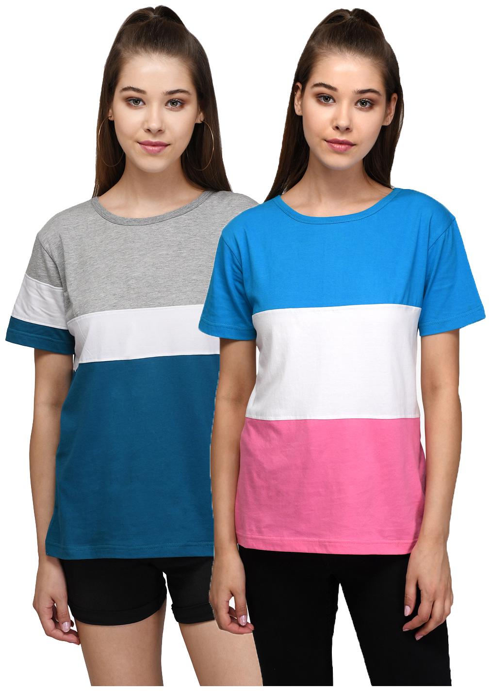 

Kotty Women Multi Regular fit Round neck Cotton T shirt