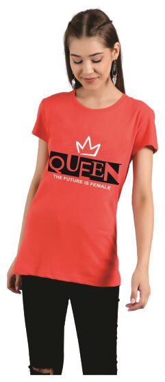 

Kotty Women Red Regular fit Round neck Cotton T shirt