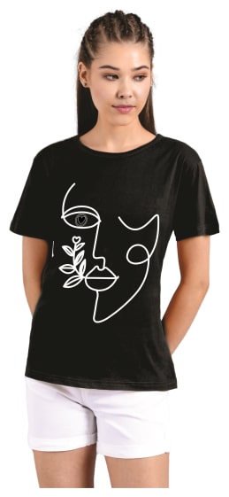 

Kotty Women Black Regular fit Round neck Cotton T shirt