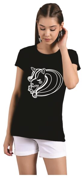

Kotty Women Black Regular fit Round neck Cotton T shirt