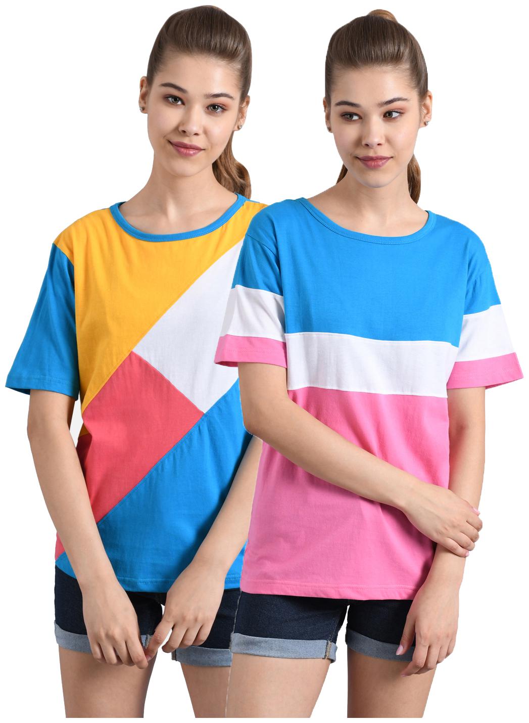 

Kotty Women Multi Regular fit Round neck Cotton T shirt