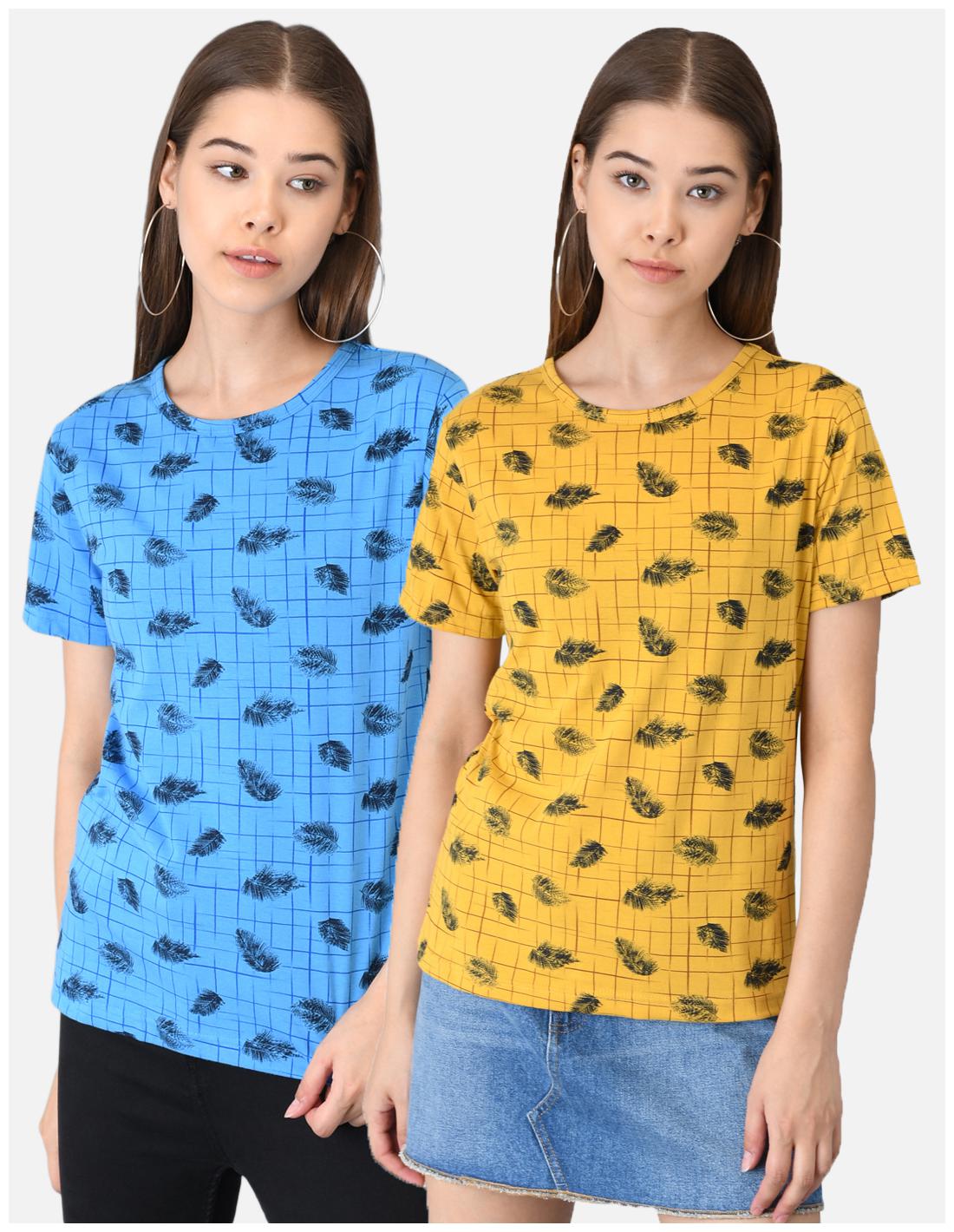 

Kotty Women Yellow Regular fit Round neck Cotton T shirt