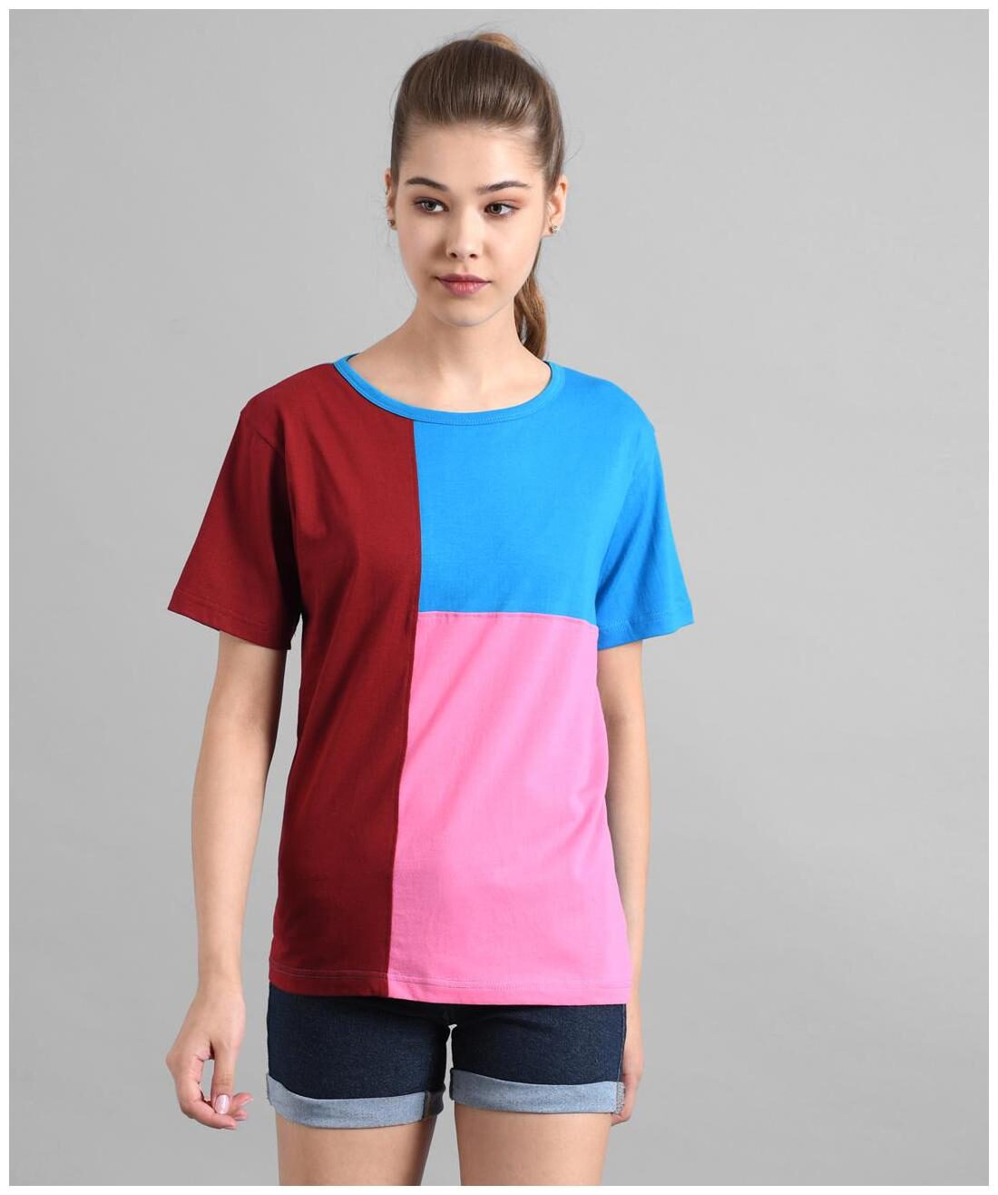 

Kotty Women Multi Regular fit Round neck Cotton T shirt
