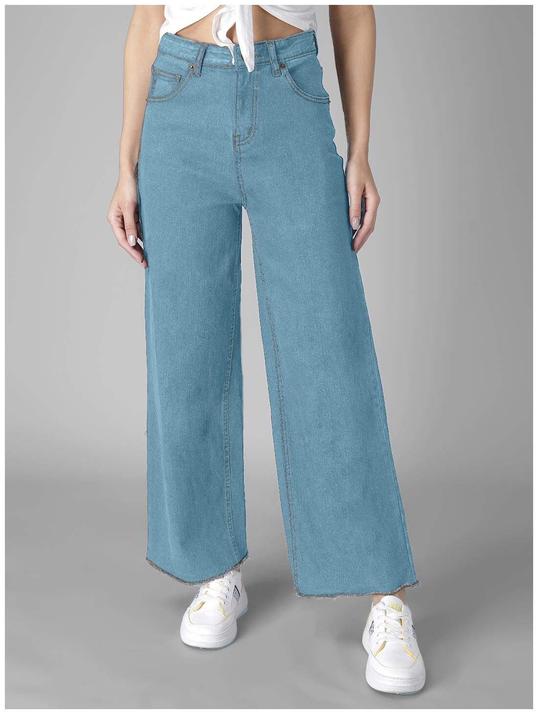 

Kotty Women Blue Cotton Solid Jeans