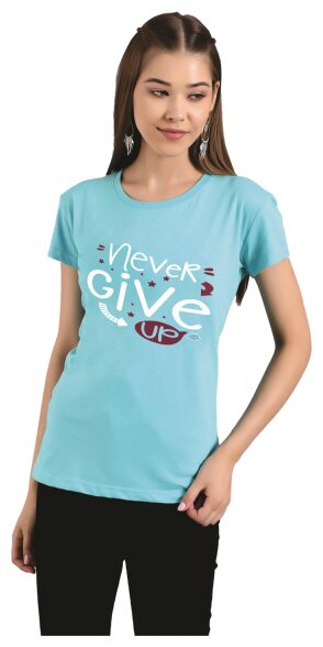 

Kotty Women Blue Regular fit Round neck Cotton T shirt