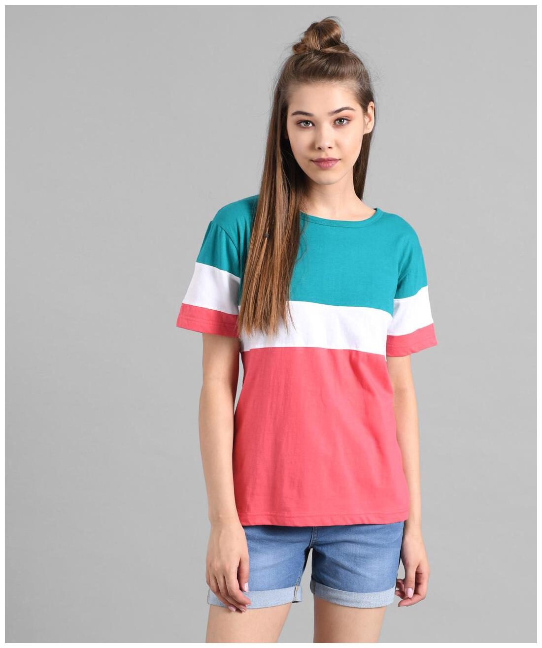 

Kotty Women Multi Regular fit Round neck Cotton T shirt