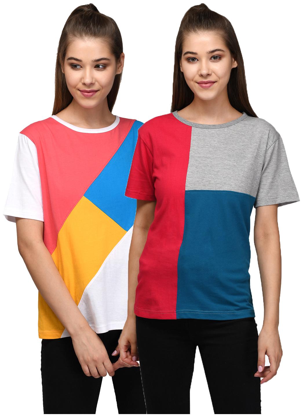 

Kotty Women Multi Regular fit Round neck Cotton T shirt