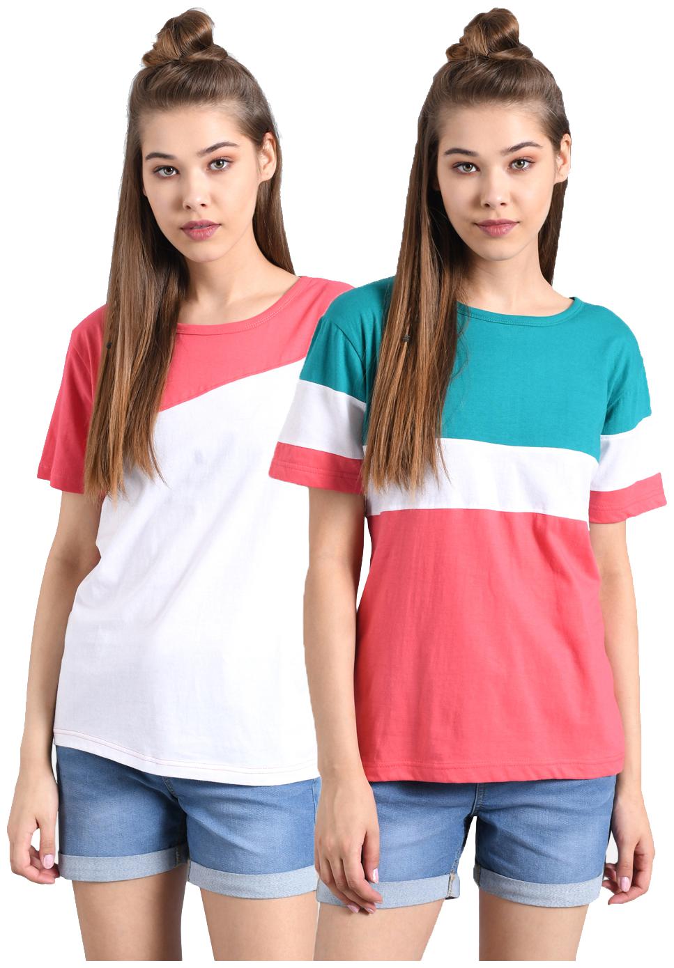 

Kotty Women Multi Regular fit Round neck Cotton T shirt