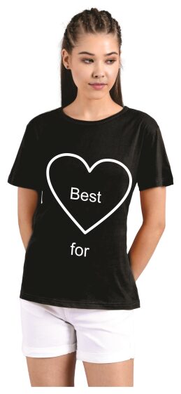 

Kotty Women Black Regular fit Round neck Cotton T shirt