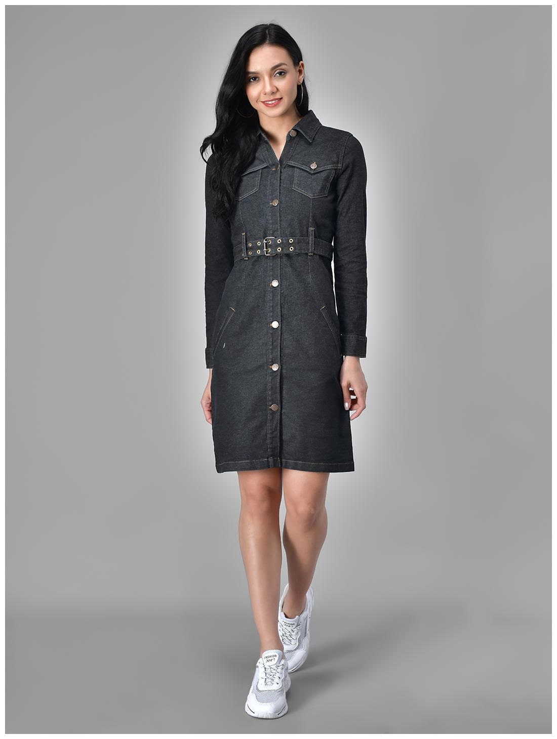 

Kotty Black Solid Shirt dress