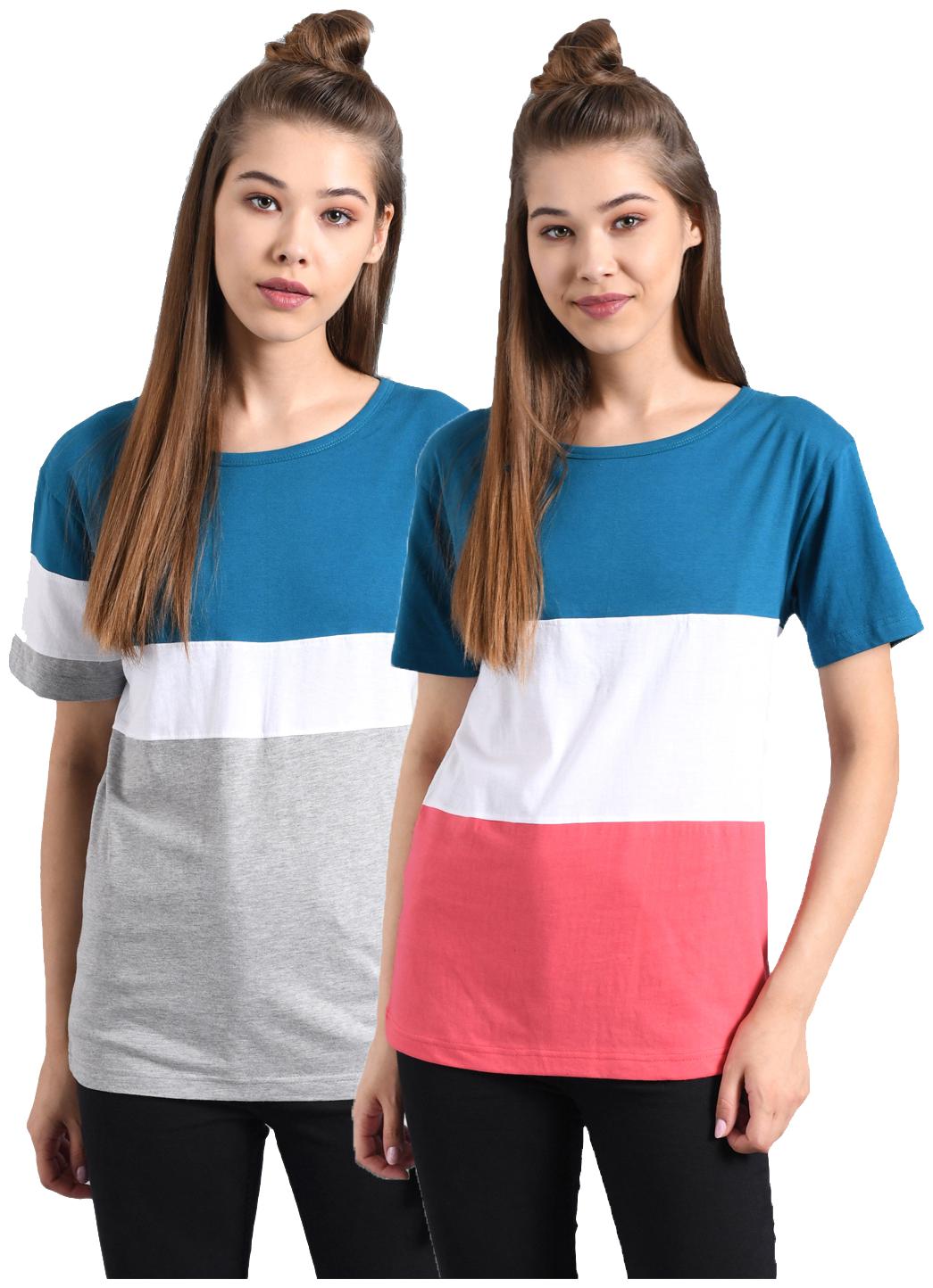 

Kotty Women Multi Regular fit Round neck Cotton T shirt