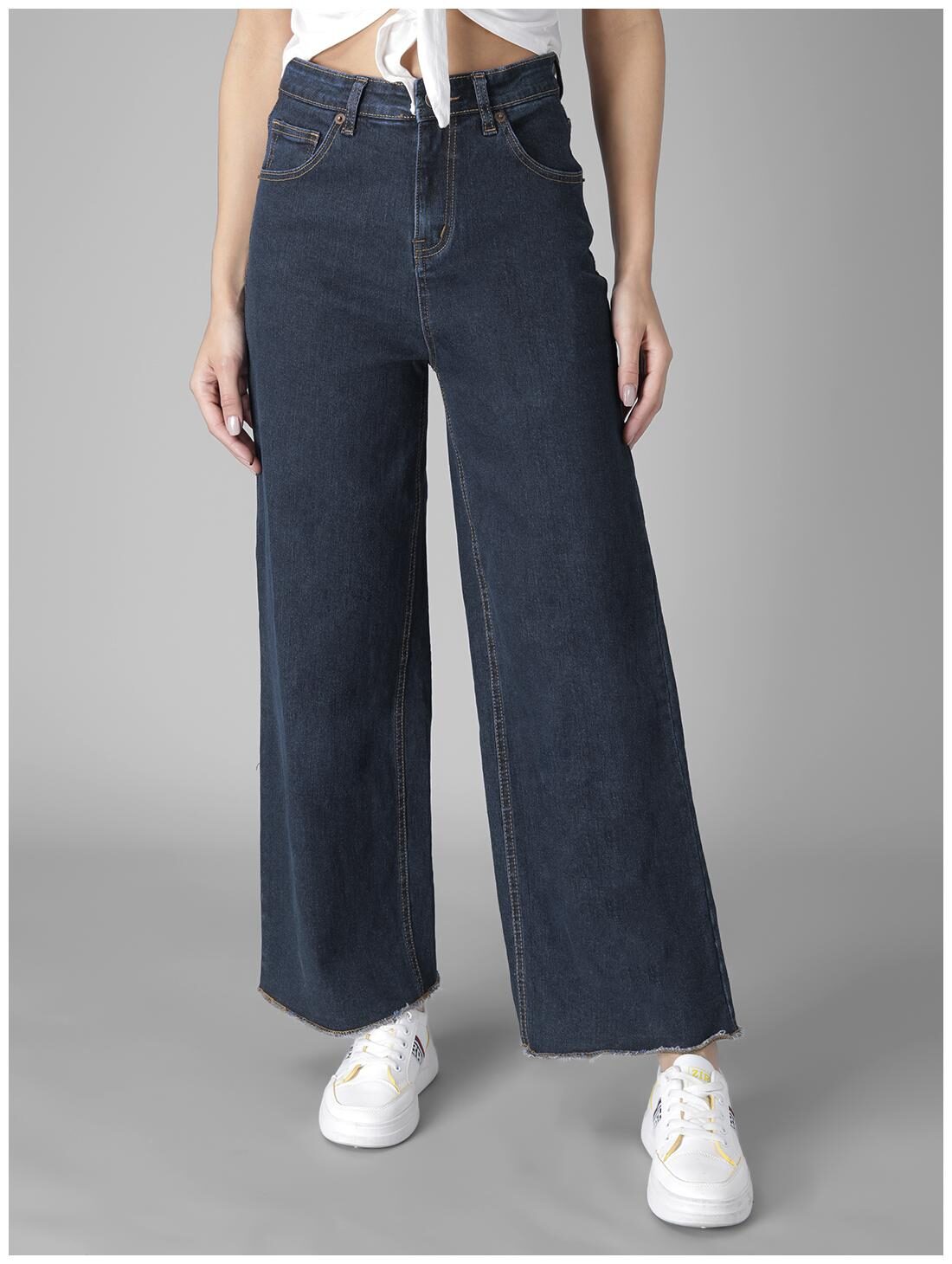 

Kotty Women Blended Solid Navy Blue Jeans